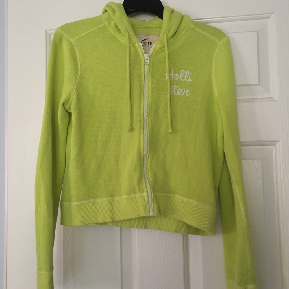 Yellow/green holdester cropped hoodie - Picture 2 of 5